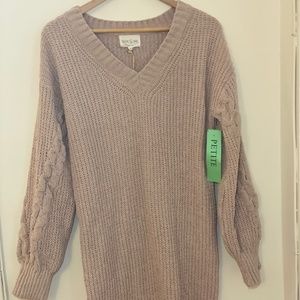 NWT Olive And Oak Chunky Sweater Dress Size: Petite Medium in Light Pink